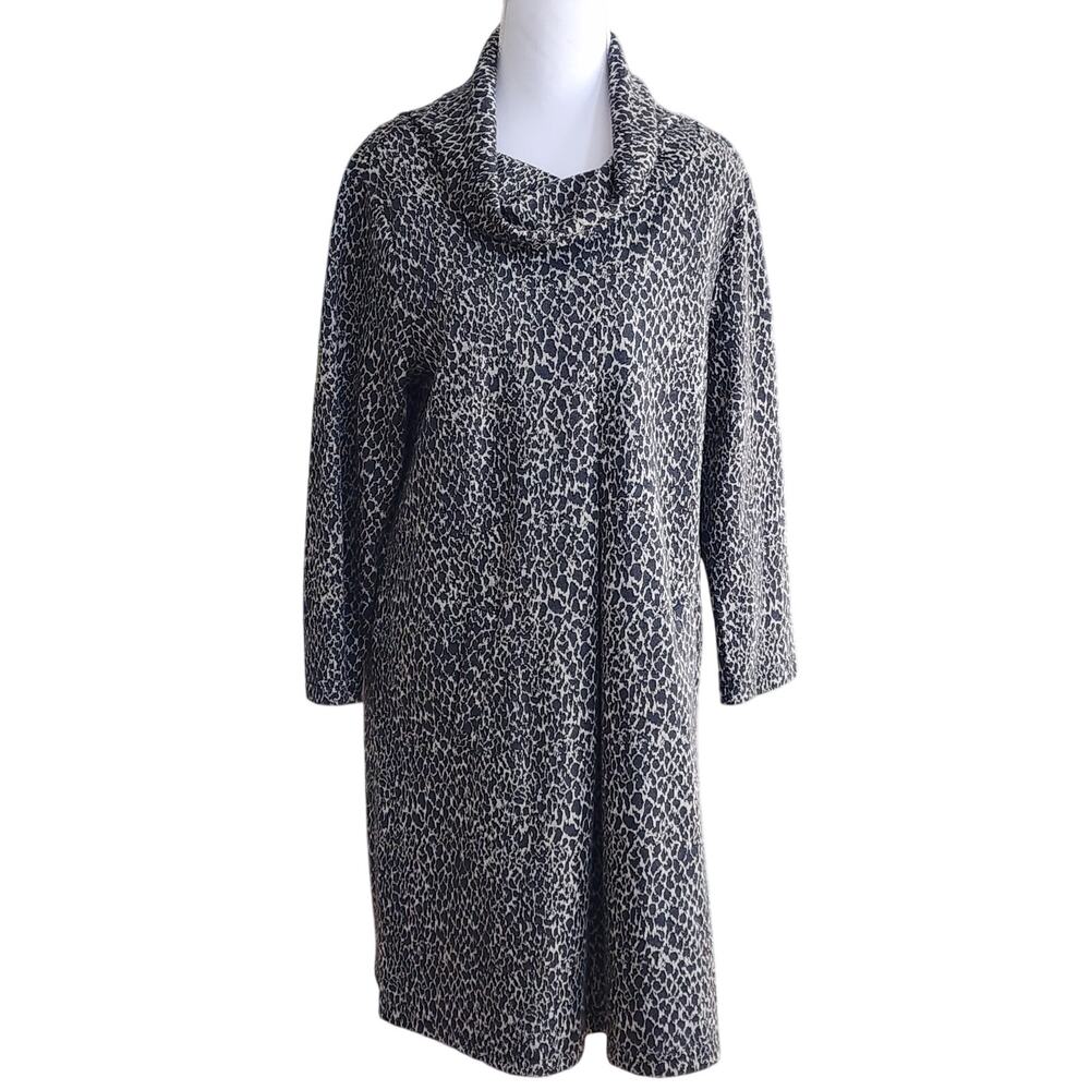 Tyler Böe Kim Cowl Neck Brown Cream Animal Print Dress Sz Med